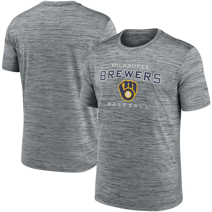 Men's Milwaukee Brewers Gray Velocity Practice Performance T-Shirt